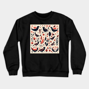 Retro Birds and Plants pattern Crewneck Sweatshirt